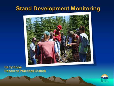 Harry Kope Resource Practices Branch. 2 It’s a point-in-time assessment...... It’s a ‘mid-rotation’ (ages 20 to 40) survey that collects data on pest.