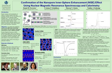 Confirmation of the Nanopore Inner-Sphere Enhancement (NISE) Effect Using Nuclear Magnetic Resonance Spectroscopy and Calorimetry Daniel R. Ferreira *