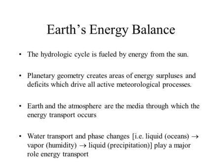 Earth’s Energy Balance