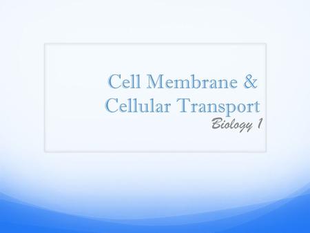 Cell Membrane & Cellular Transport Biology 1. HOMEOSTASIS AND TRANSPORT Cell membranes help organisms maintain homeostasis by controlling what substances.