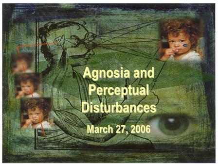 Agnosia and Perceptual Disturbances March 27, 2006.