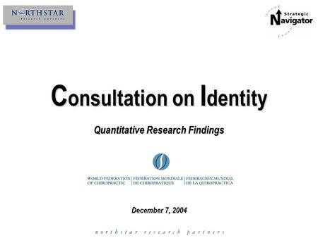 C onsultation on I dentity December 7, 2004 Quantitative Research Findings.