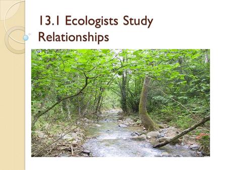 13.1 Ecologists Study Relationships