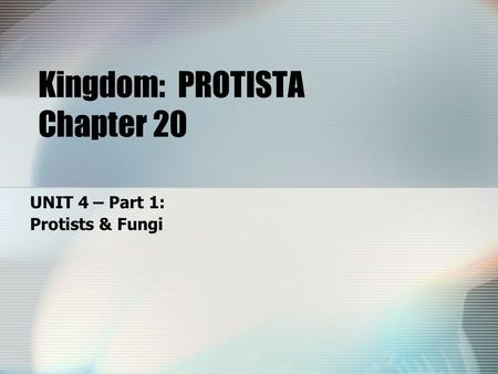 Kingdom: PROTISTA Chapter 20