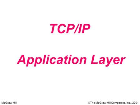 McGraw-Hill©The McGraw-Hill Companies, Inc., 2001 TCP/IP Application Layer.