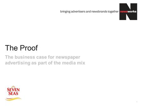 The Proof 1 The business case for newspaper advertising as part of the media mix.