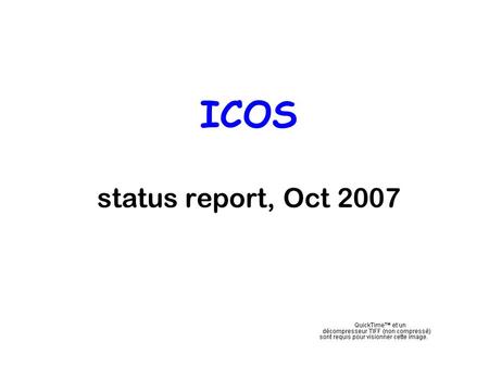 ICOS status report, Oct 2007. The current Carboeurope atmospheric network Stars = vertical profiles Blue circles = continuous observatories Yellow diamonds.