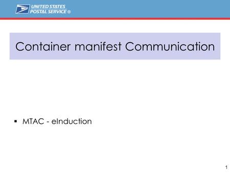 Container manifest Communication  MTAC - eInduction 1.