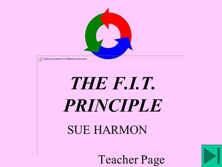 THE F.I. T. PRINCIPLE SUE HARMON Teacher Page FREQUENCY How often you exercise. To begin a workout schedule, exercise three times a week with no more.