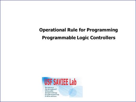 Operational Rule for Programming Programmable Logic Controllers.