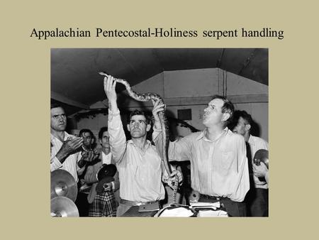 Appalachian Pentecostal-Holiness serpent handling.