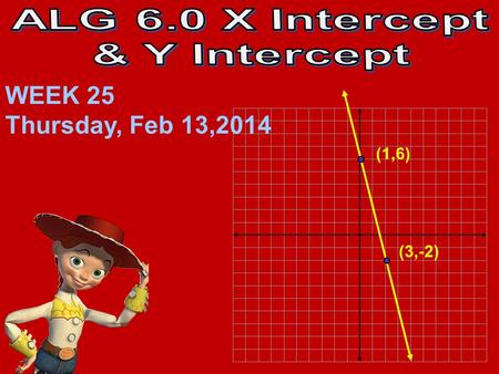 (1,6) (3,-2) WEEK 25 Thursday, Feb 13,2014. Find your test key under Week 25 (ALG10.0_testkey). Show your work on a half piece of paper. 10 Mins.