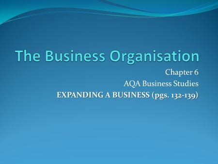 The Business Organisation