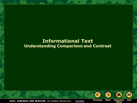 Informational Text Understanding Comparison and Contrast.