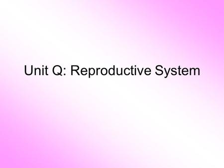 Unit Q: Reproductive System