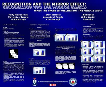 WHEN THE PROBE IS WILLING BUT THE MIND IS WEAK This research was supported by an NSERC operating grant For additional information please contact Marty.