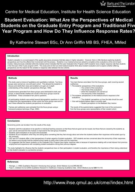 Student Evaluation: What Are the Perspectives of Medical Students on the Graduate Entry Program and Traditional Five Year Program and How Do They Influence.