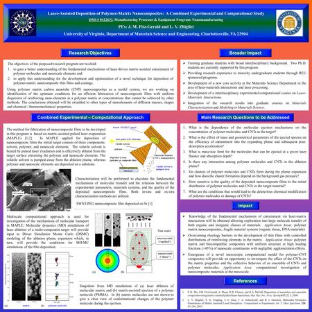 Laser-Assisted Deposition of Polymer-Matrix Nanocomposites: A Combined Experimental and Computational Study DMI # 0422632, Manufacturing Processes & Equipment.