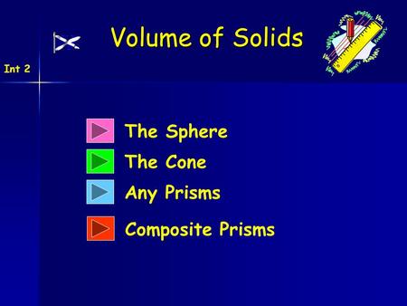 The Sphere The Cone Any Prisms Volume of Solids Int 2 Composite Prisms.