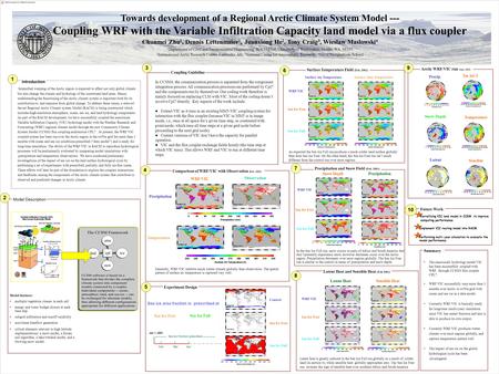 Towards development of a Regional Arctic Climate System Model --- Coupling WRF with the Variable Infiltration Capacity land model via a flux coupler Chunmei.