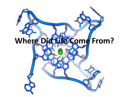 Where Did Life Come From?. Early thoughts about where life came from: For a long time, it seemed as if life just appeared. As far back as Aristotle (4.