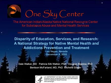 1 The American Indian/Alaska Native National Resource Center for Substance Abuse and Mental Health Services Disparity of Education, Services, and Research: