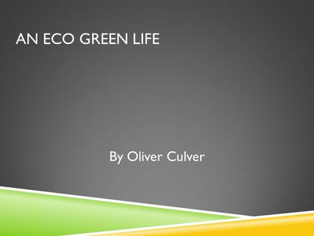 AN ECO GREEN LIFE By Oliver Culver. DESCRIPTION To create designs for two eco friendly houses located on Long Island.