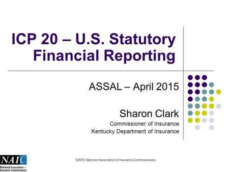 ICP 20 – U.S. Statutory Financial Reporting