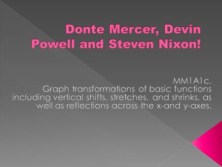  You should be able to tell when a graph is shifted, reflected, stretched or shrunk. You should also be able identify transformations from an equation.