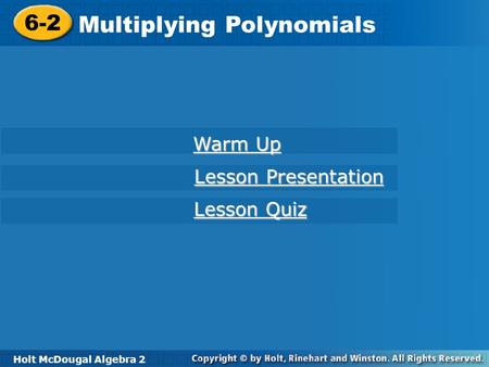 Multiplying Polynomials