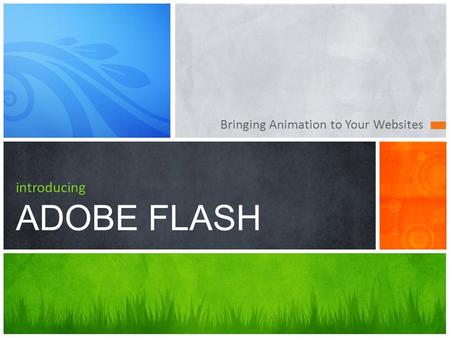 Bringing Animation to Your Websites introducing ADOBE FLASH.