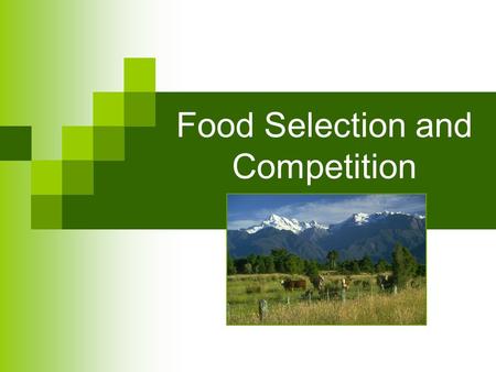 Food Selection and Competition. Food Selection and Location Humans – love variety Animals - Food preferences do exist  But… survival prevails In the.