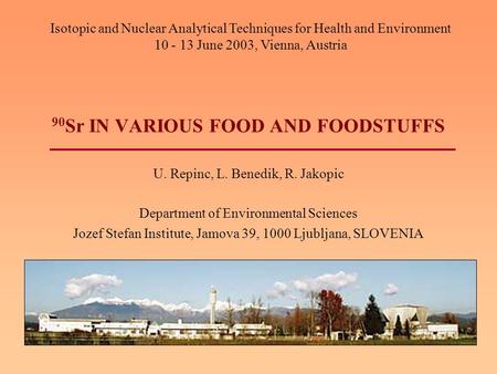 Isotopic and Nuclear Analytical Techniques for Health and Environment