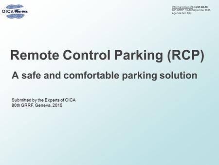 Remote Control Parking (RCP)