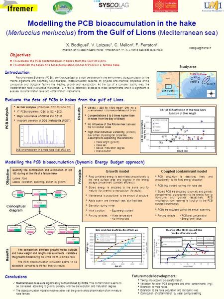 Modelling the PCB bioaccumulation in the hake (Merluccius merluccius) from the Gulf of Lions (Mediterranean sea) X. Bodiguel 1, V. Loizeau 1, C. Mellon.