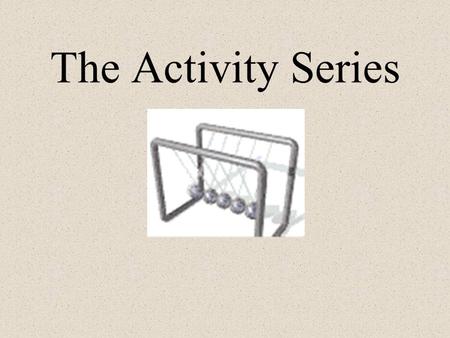 The Activity Series We have looked at several reactions: Fe + CuSO 4  Cu + Fe 2 (SO 4 ) 3 Li + H 2 O  LiOH + H 2 Such experiments reveal trends. The.