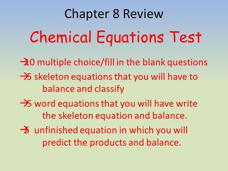 Chemical Equations Test