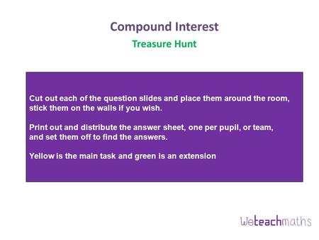 Cut out each of the question slides and place them around the room, stick them on the walls if you wish. Print out and distribute the answer sheet, one.