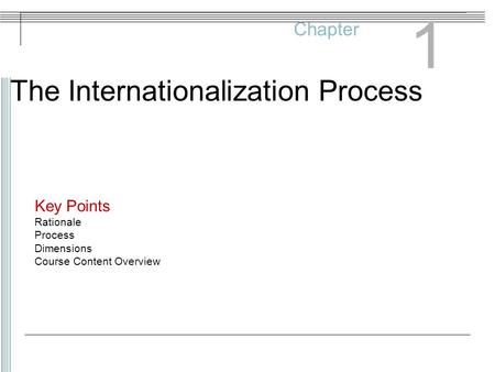 Chapter 1 The Internationalization Process Key Points Rationale Process Dimensions Course Content Overview.