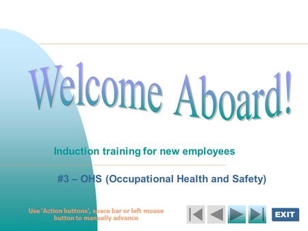 Induction training for new employees