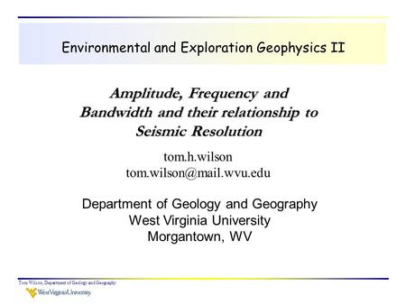 Environmental and Exploration Geophysics II