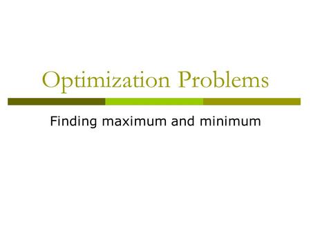 Optimization Problems