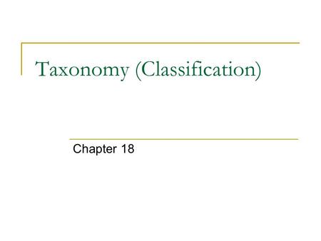 Taxonomy (Classification)