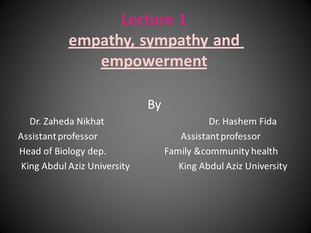 Lecture 1 empathy, sympathy and empowerment