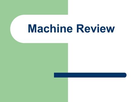 Machine Review. Inclined Plane Effort Force Load Distance Load Force Effort Distance.