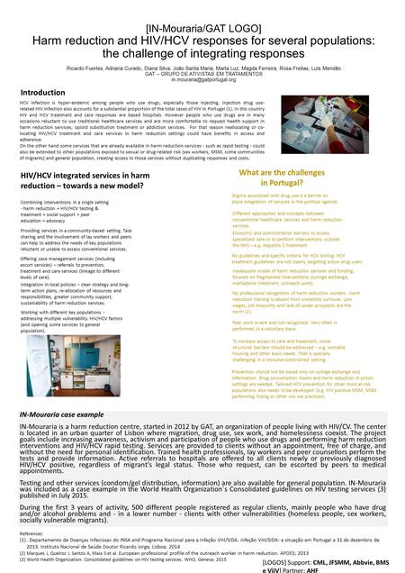 [IN-Mouraria/GAT LOGO] Harm reduction and HIV/HCV responses for several populations: the challenge of integrating responses Ricardo Fuertes, Adriana Curado,