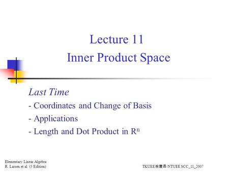 Lecture 11 Inner Product Space