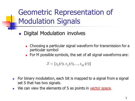 Geometric Representation of Modulation Signals