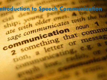 Introduction to Speech Communication