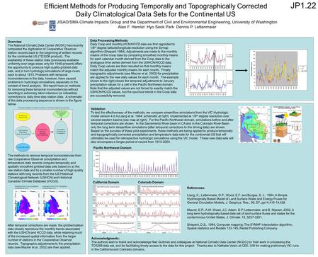 Efficient Methods for Producing Temporally and Topographically Corrected Daily Climatological Data Sets for the Continental US JISAO/SMA Climate Impacts.